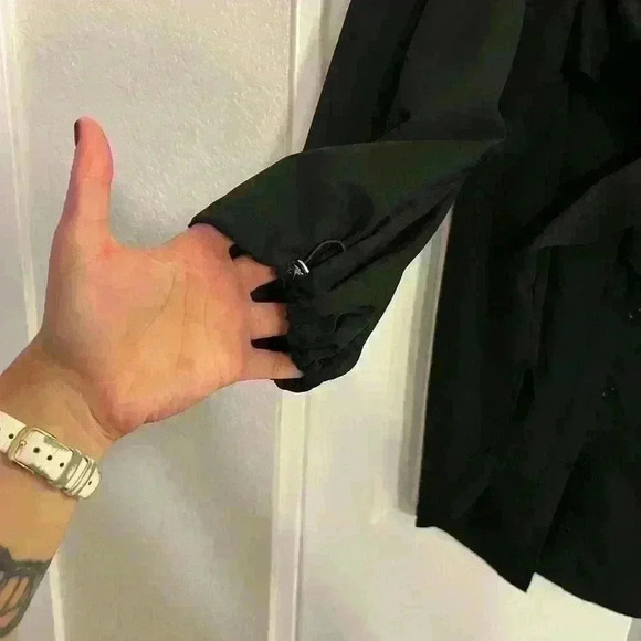 PRETTYLITTLETHING Black button up oversized shirt bow Dress - Picture 4 of 7